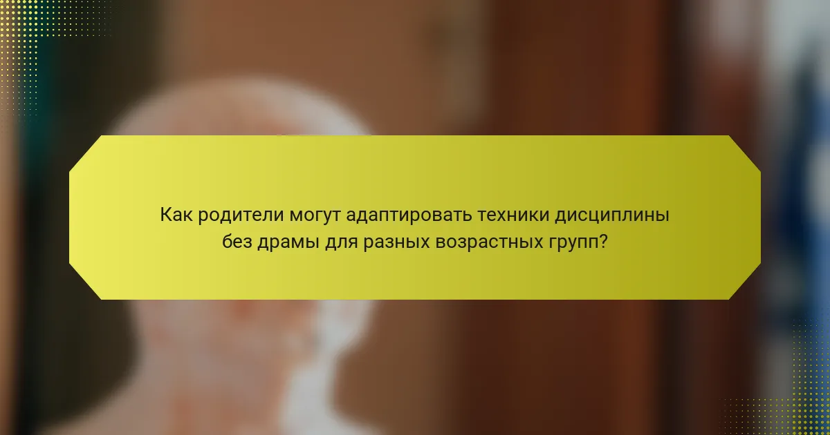 Как родители могут адаптировать техники дисциплины без драмы для разных возрастных групп?