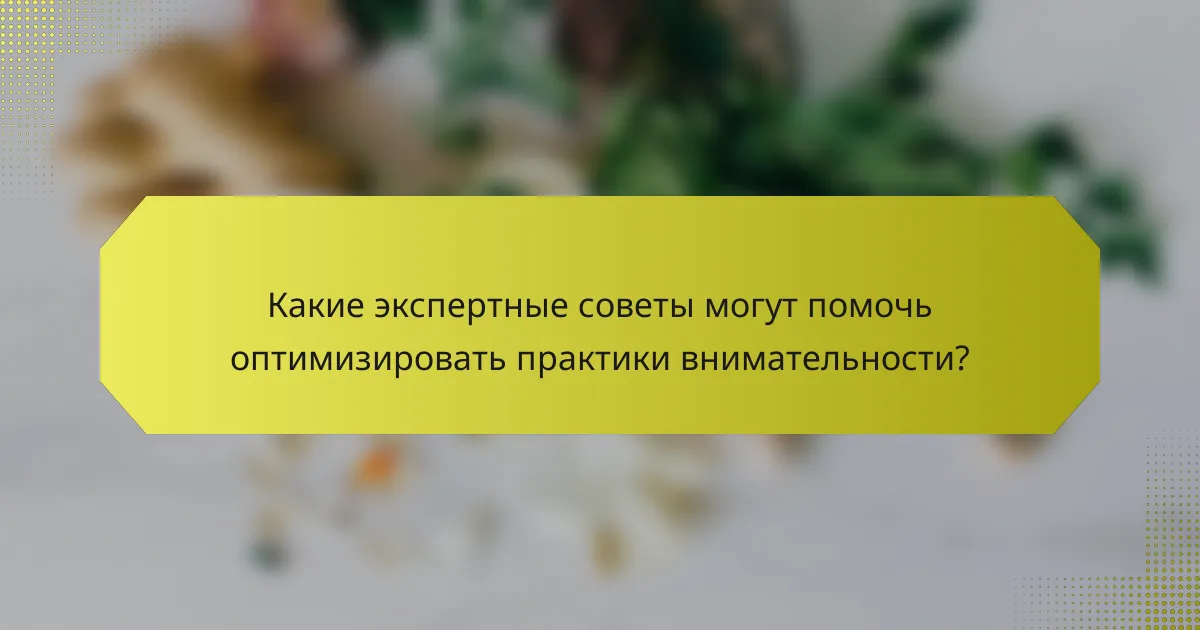 Какие экспертные советы могут помочь оптимизировать практики внимательности?