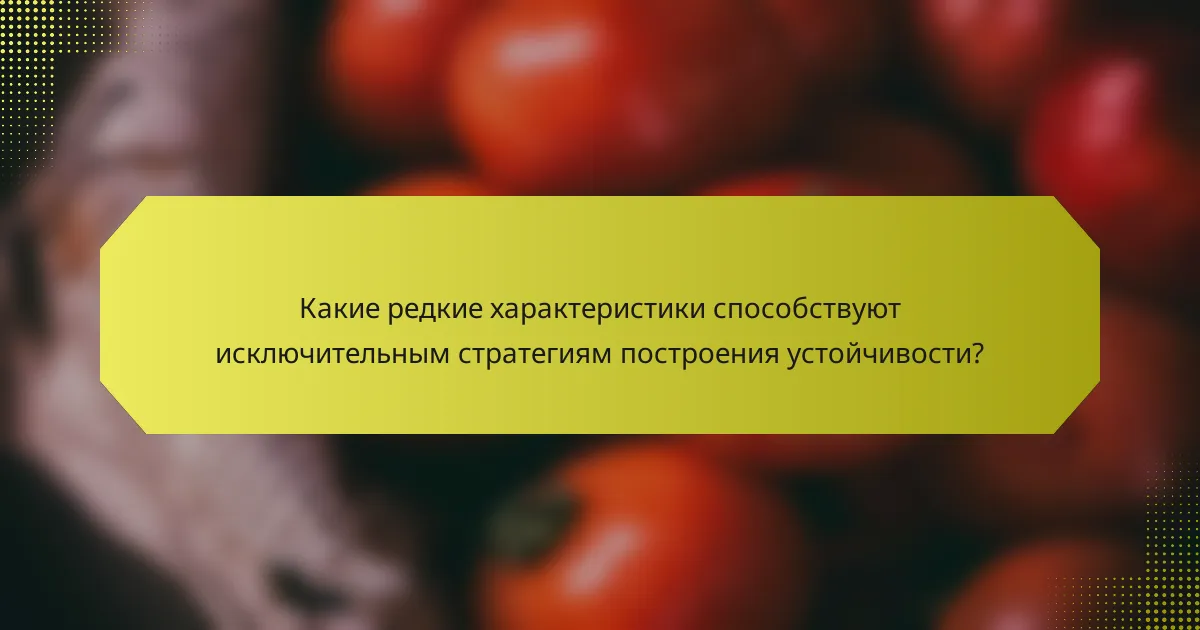 Какие редкие характеристики способствуют исключительным стратегиям построения устойчивости?