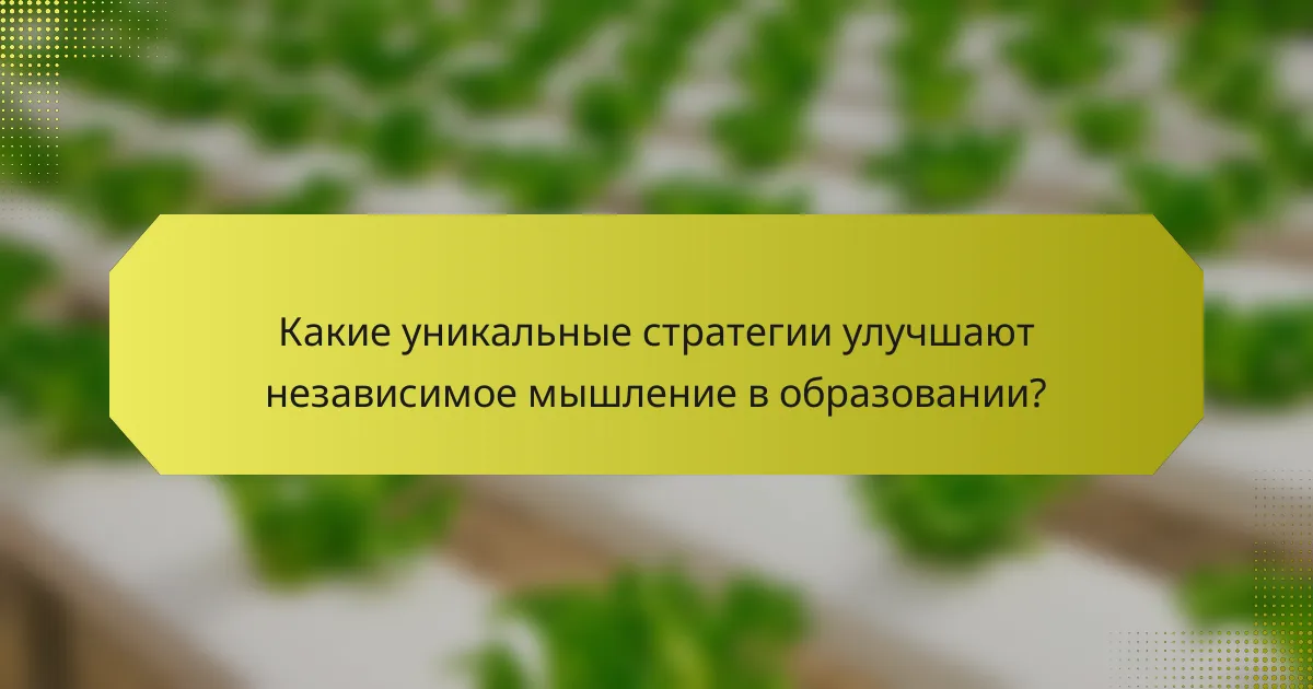 Какие уникальные стратегии улучшают независимое мышление в образовании?