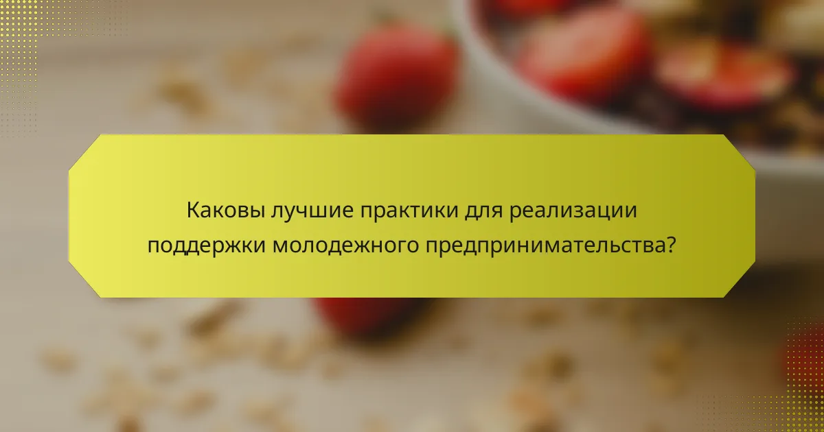 Каковы лучшие практики для реализации поддержки молодежного предпринимательства?