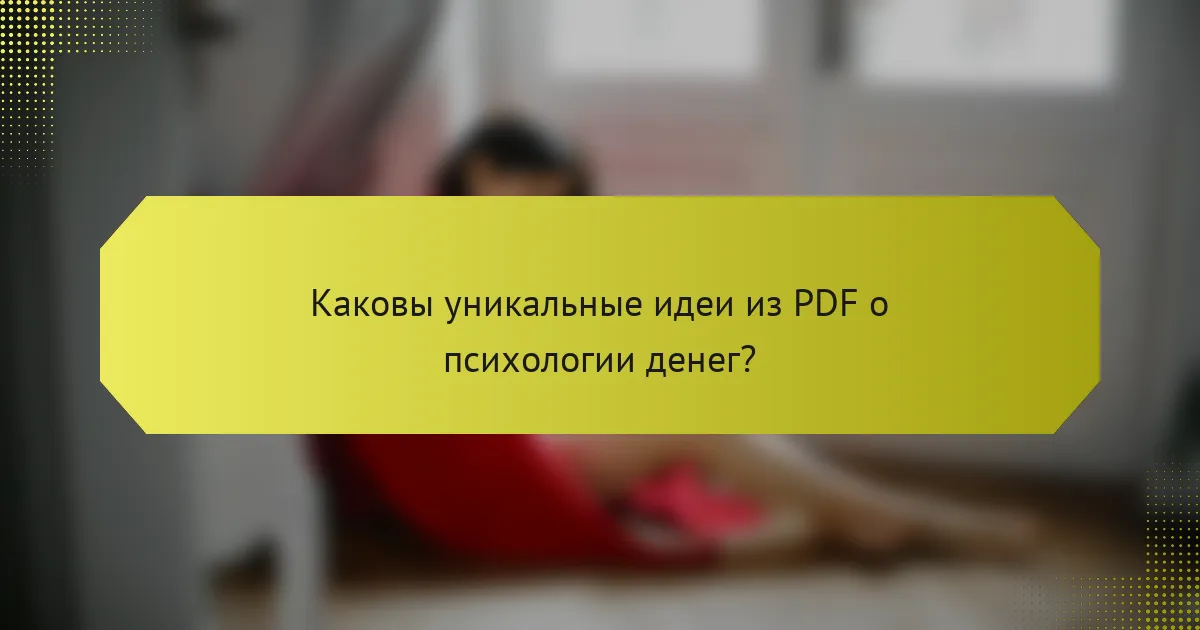 Каковы уникальные идеи из PDF о психологии денег?