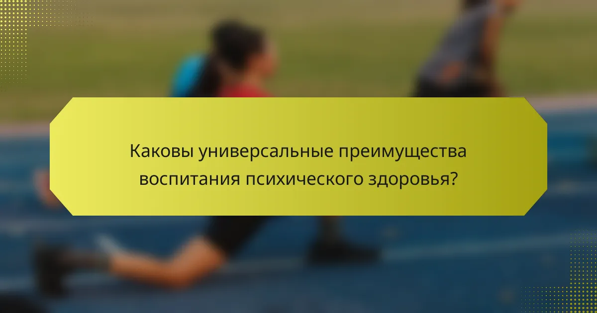 Каковы универсальные преимущества воспитания психического здоровья?